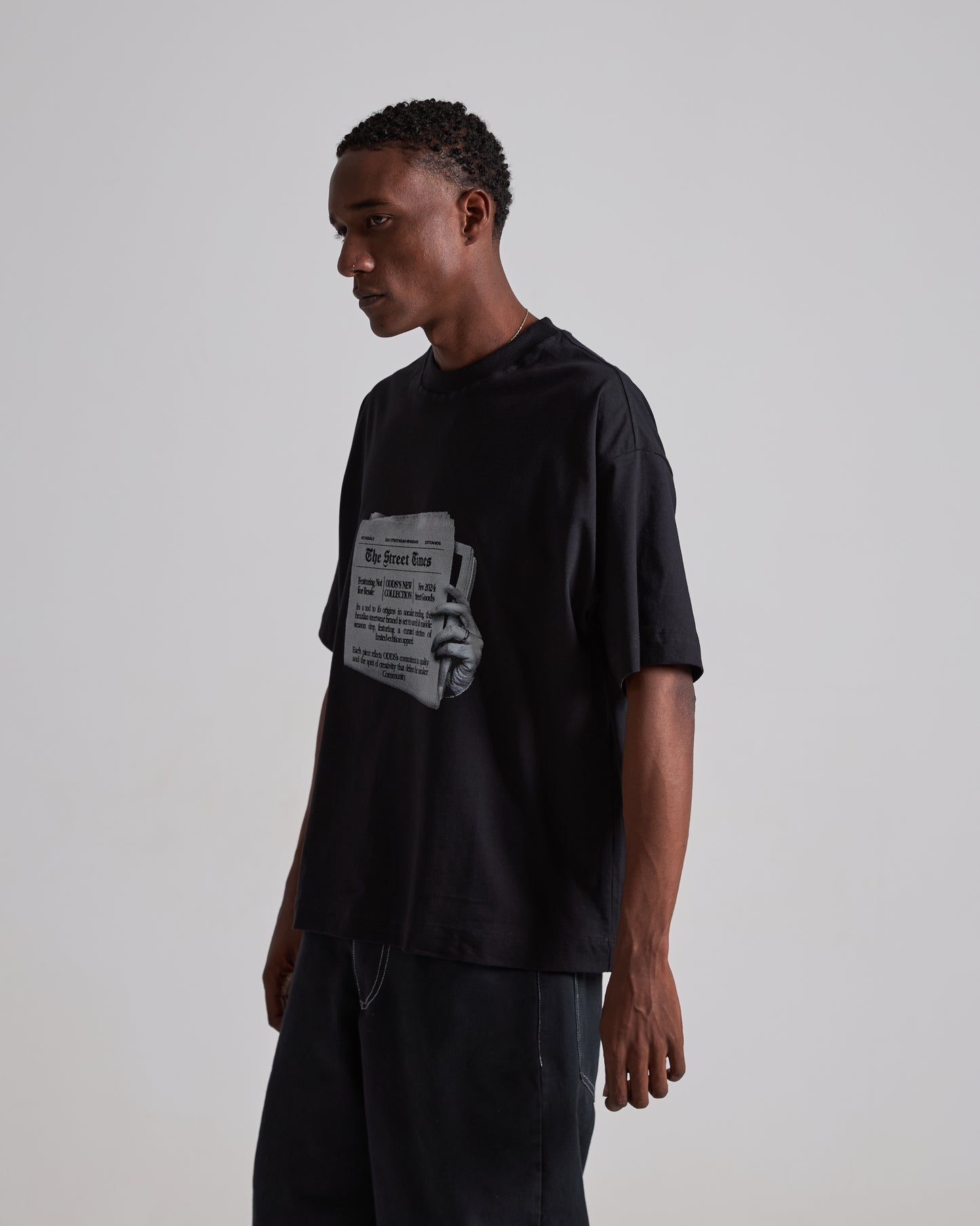 Newspaper Black Tee