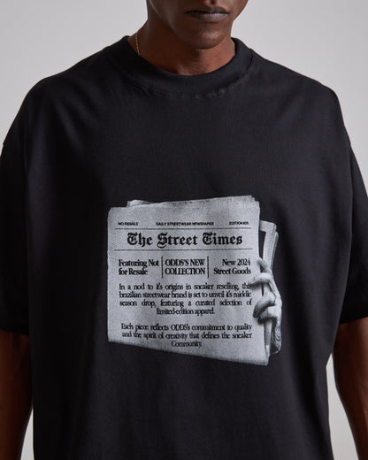 Newspaper Black Tee